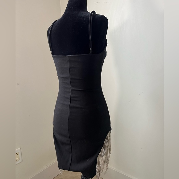 Black spaghetti strap dress with double sequence slit. Size small. Never worn. - Picture 3 of 5